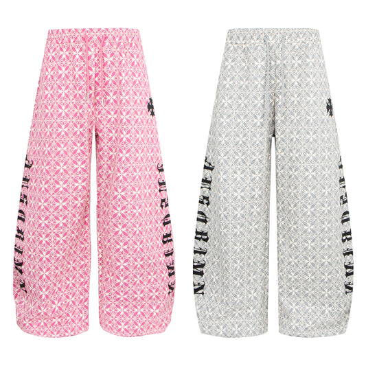 CapCabin All-Over Pattern Graphic Wide-Leg Pants
