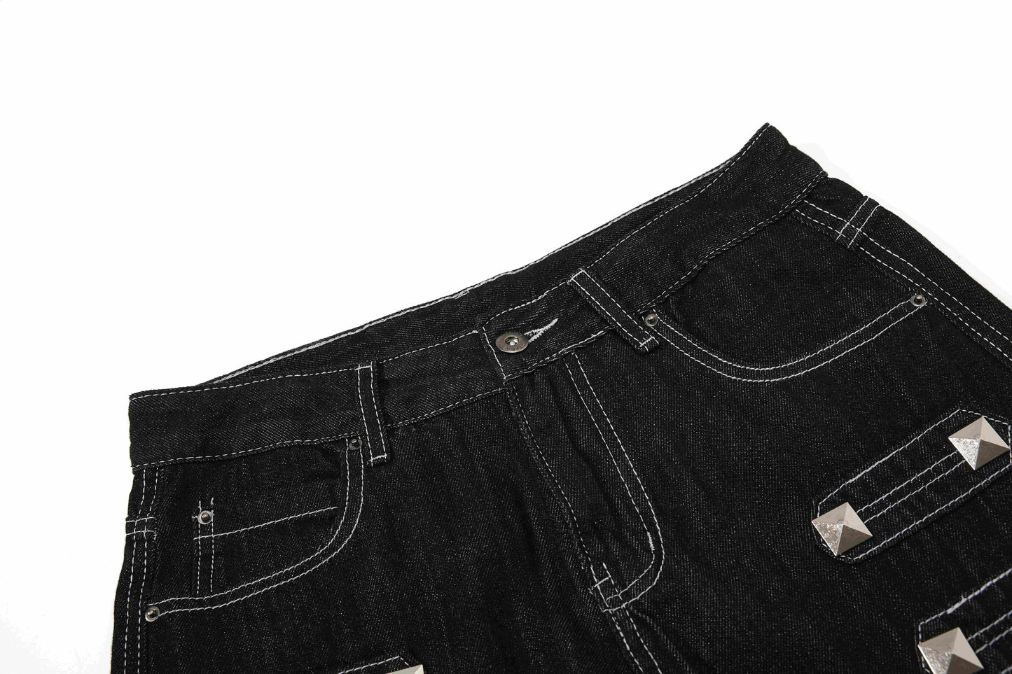 CapCabin Studded Strap Denim Pants