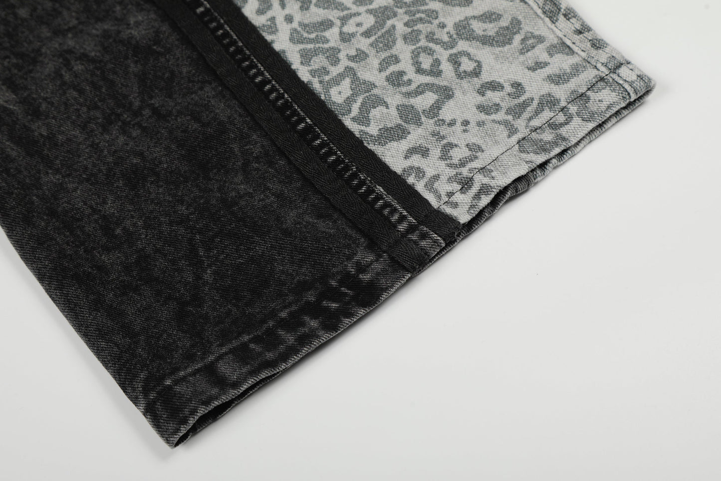 CapCabin Leopard Panel Denim Pants