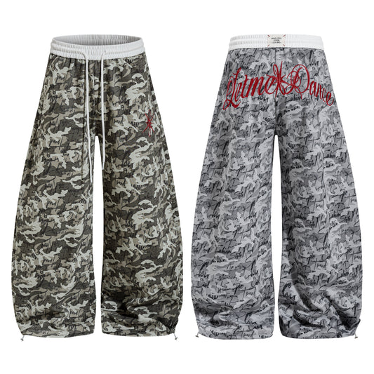 CapCabin Camo Script Wide-Leg Pants