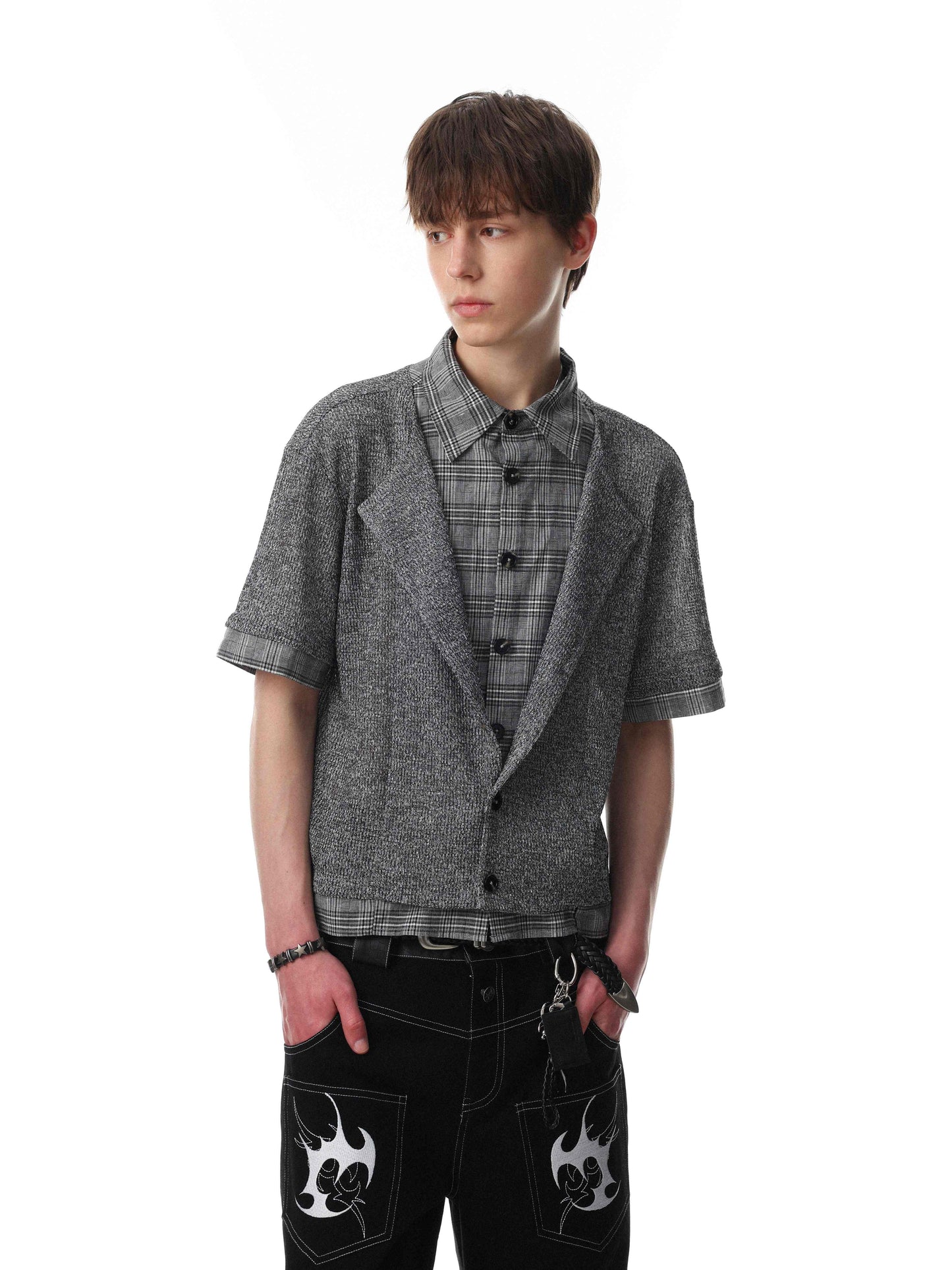 CapCabin “Layered Knit Check Shirt”