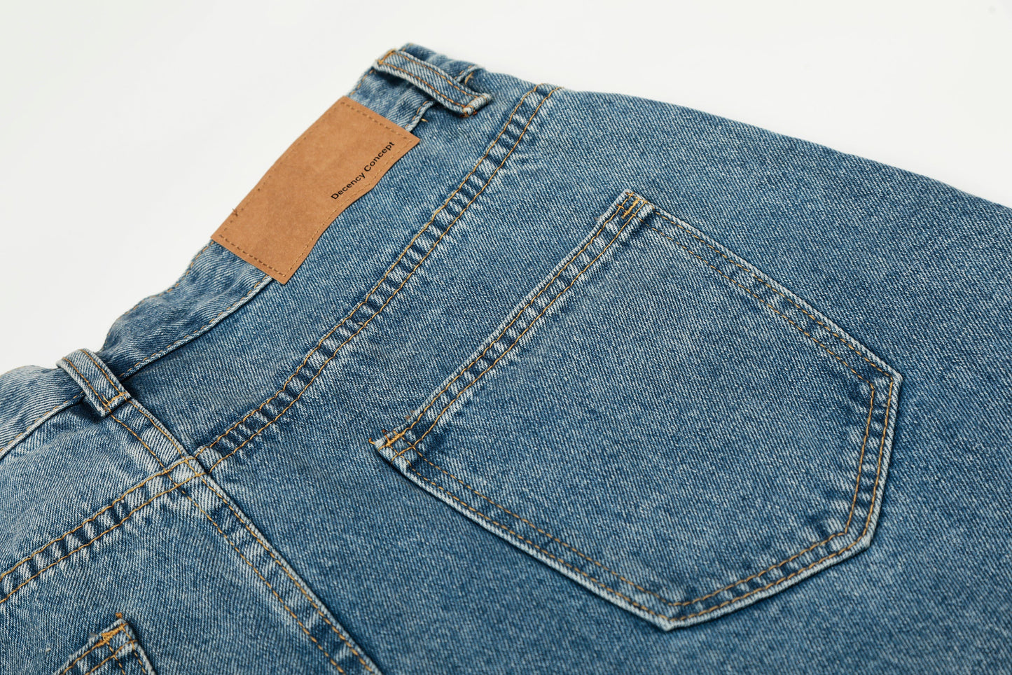 CapCabin Asymmetric Waist Wide-Leg Denim Pants