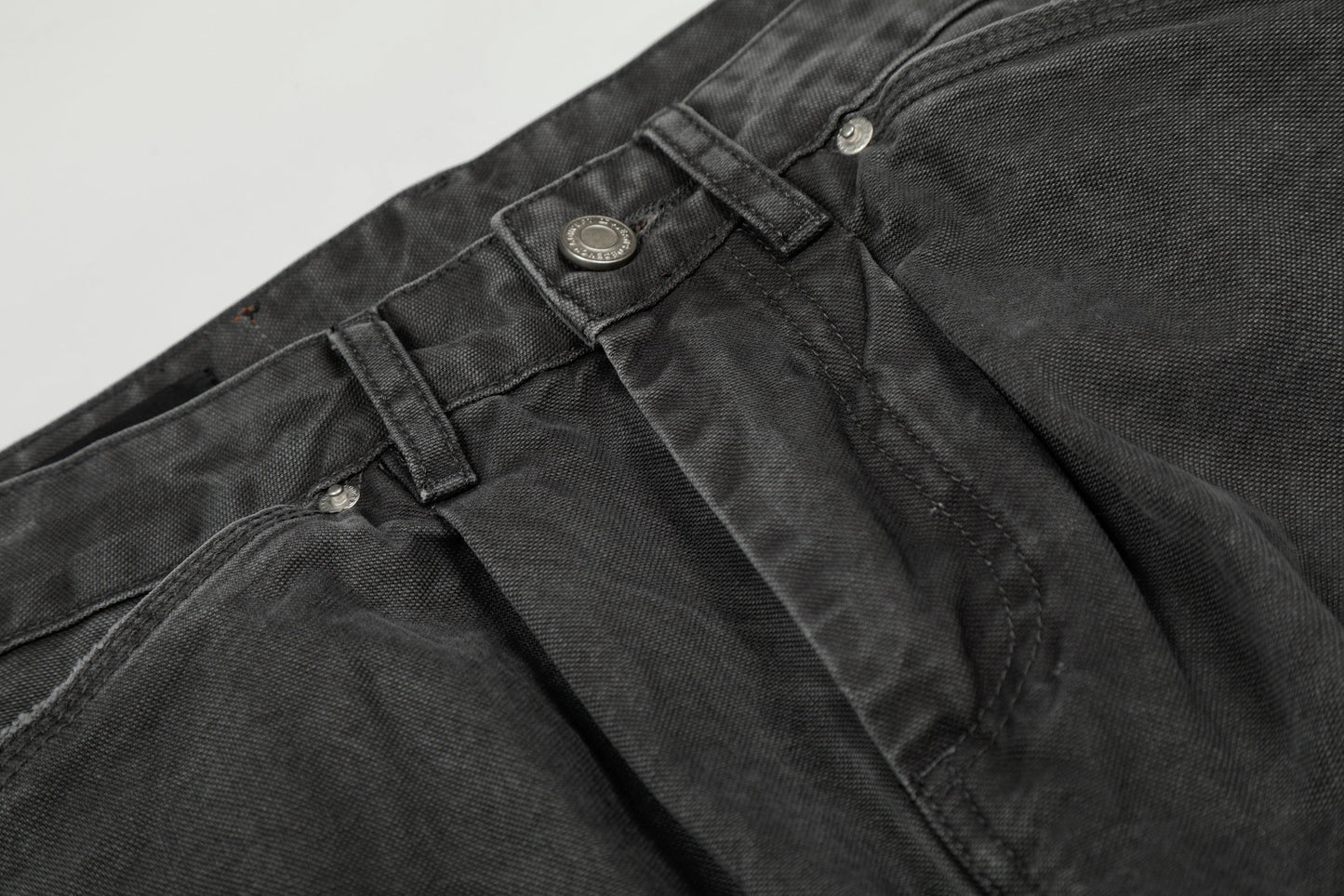 CapCabin Washed Utility Wide-Leg Denim Pants