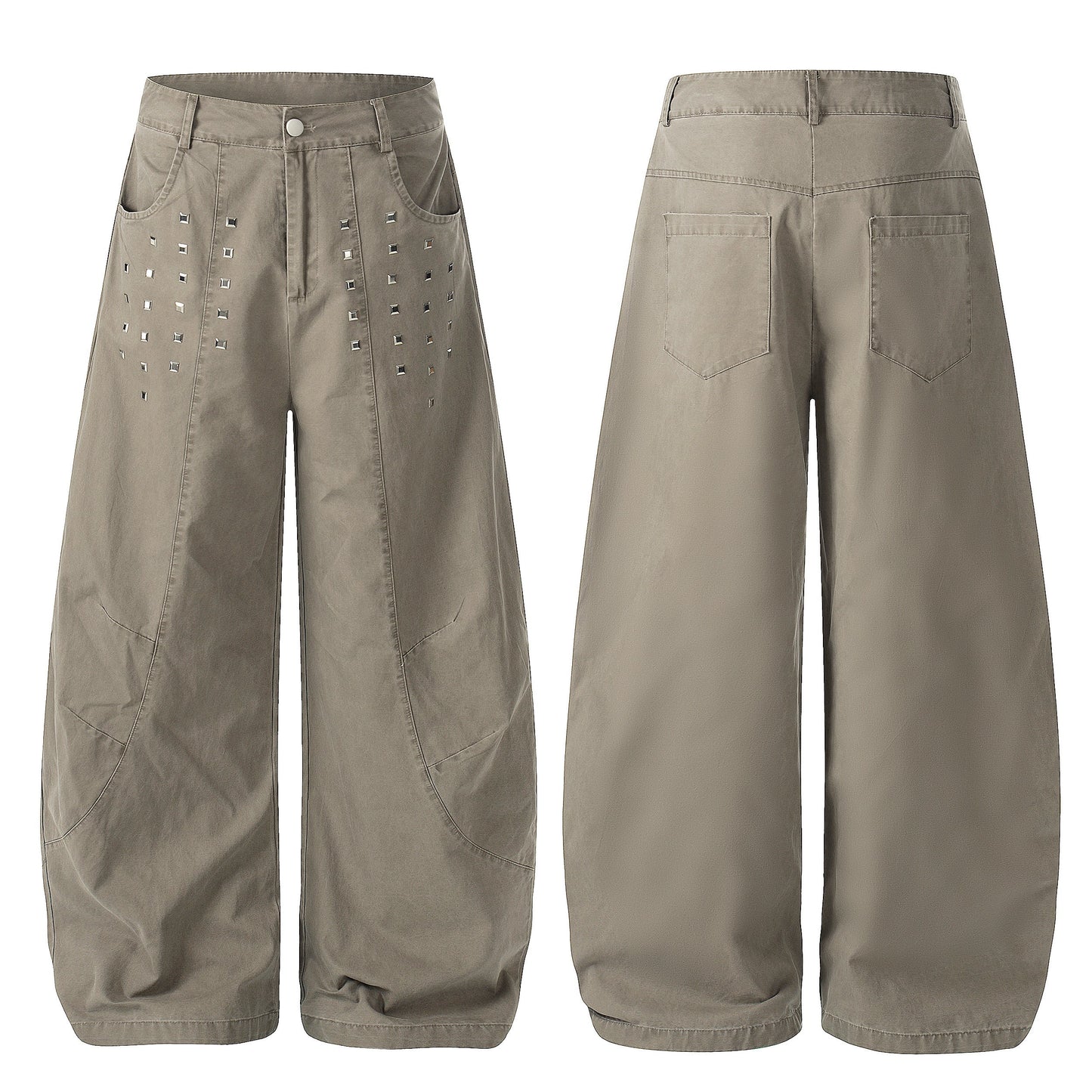 CapCabin Stud Detail Wide-Leg Pants