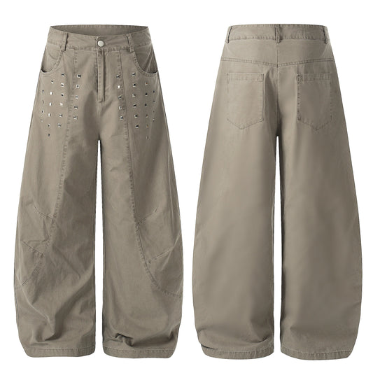 CapCabin Stud Detail Wide-Leg Pants