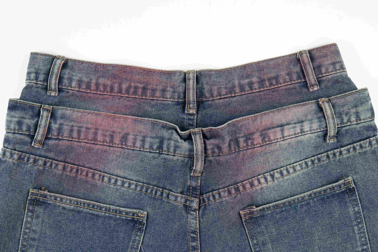 CapCabin Distressed Washed Wide-Leg Jeans
