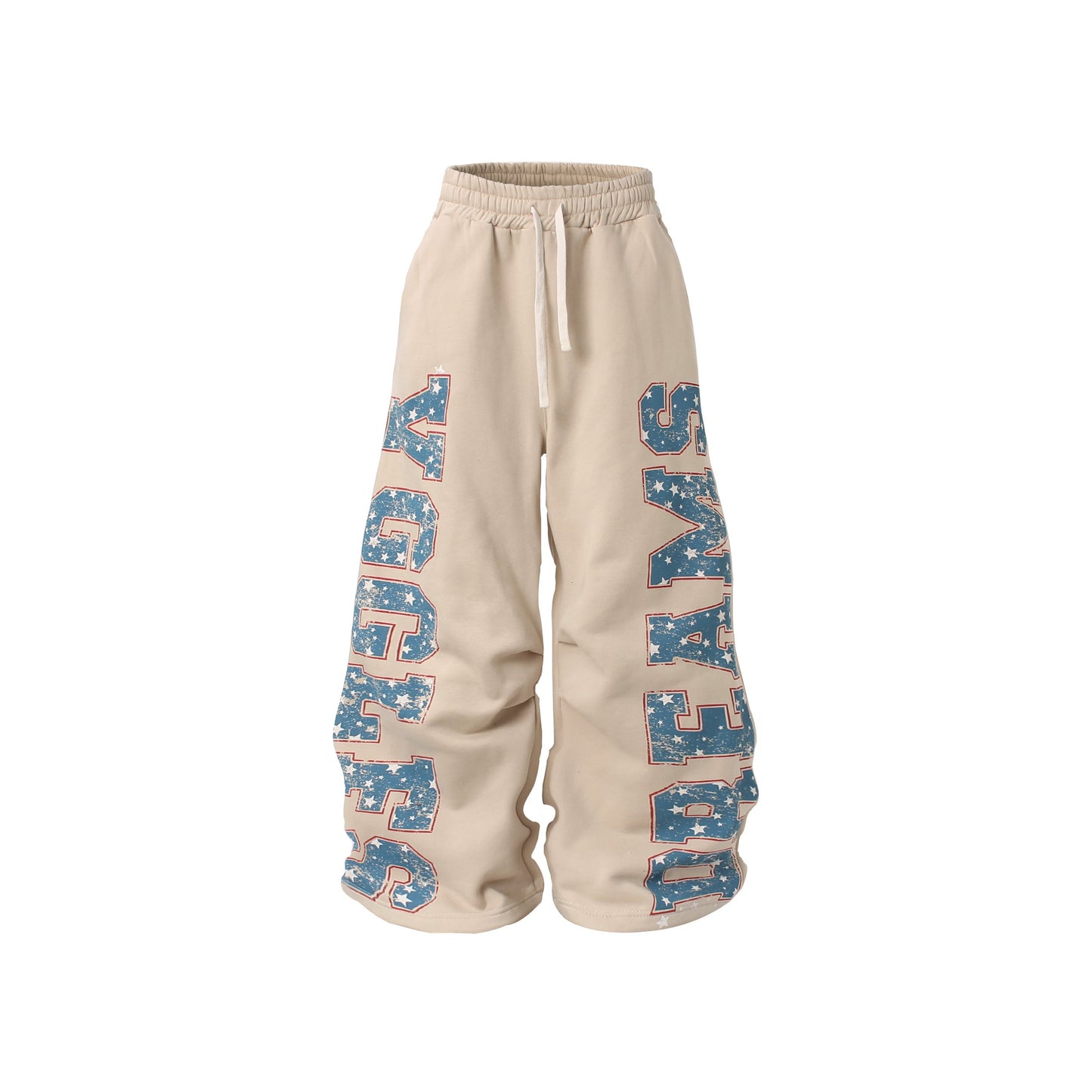 CapCabin Fleece-Lined Retro Letter Wide-Leg Sweatpants