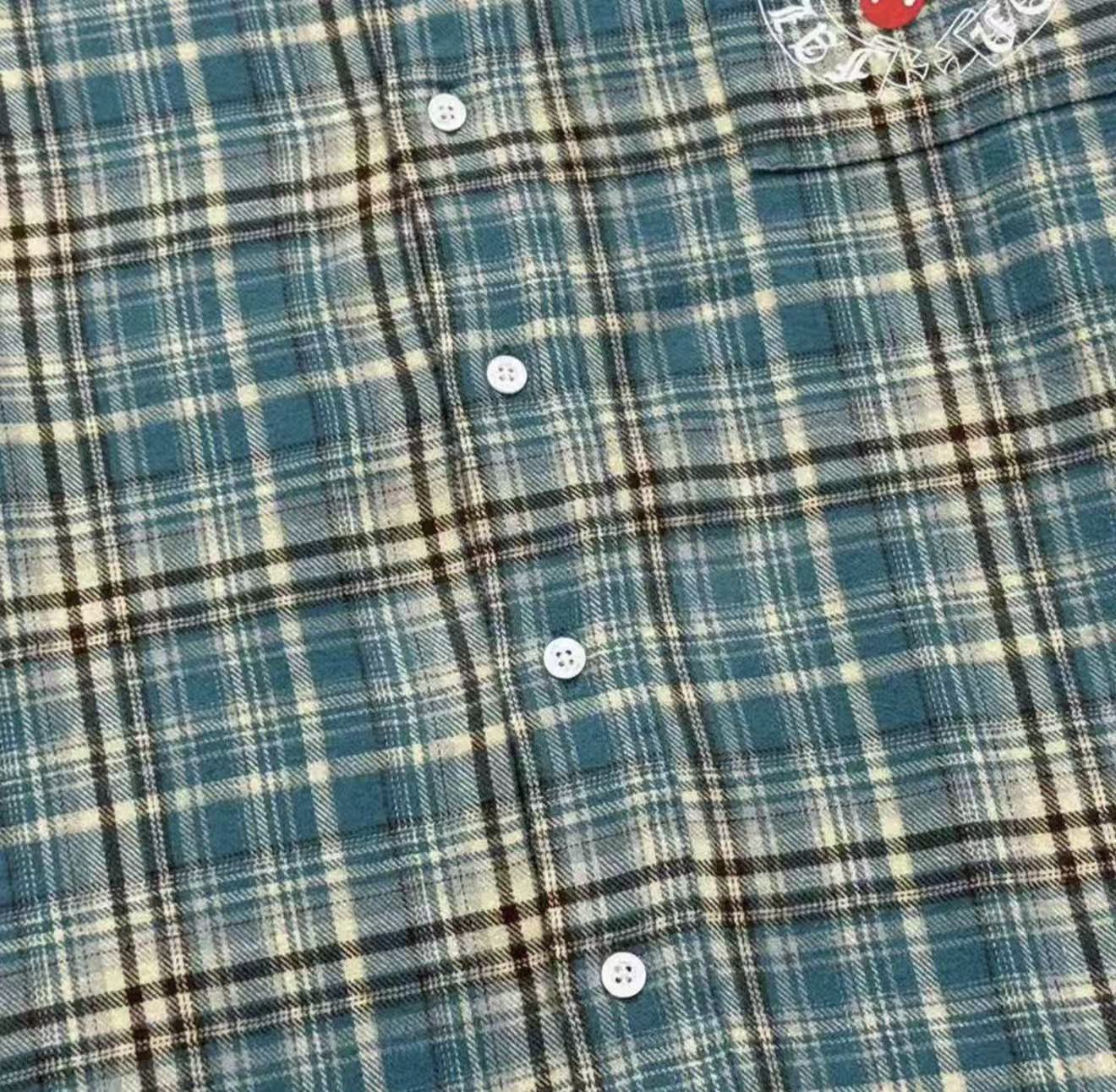 Vintage Plaid Graphic Frayed Hem Shirt