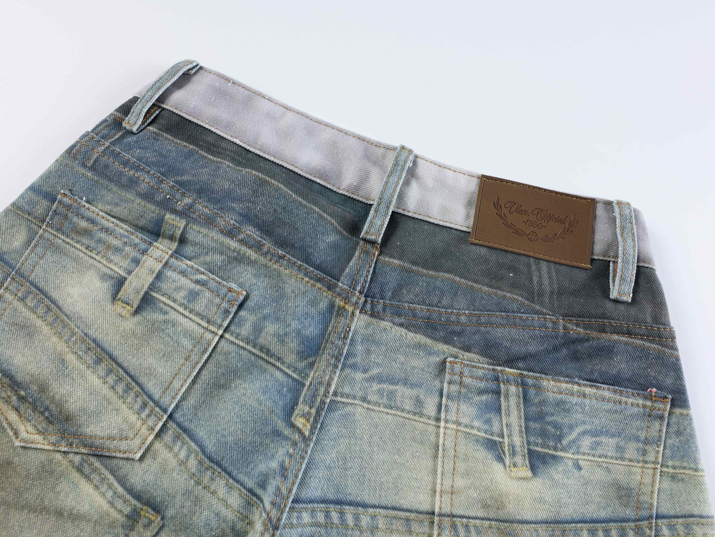 CapCabin “Layered Fade Distressed Balloon Jeans”