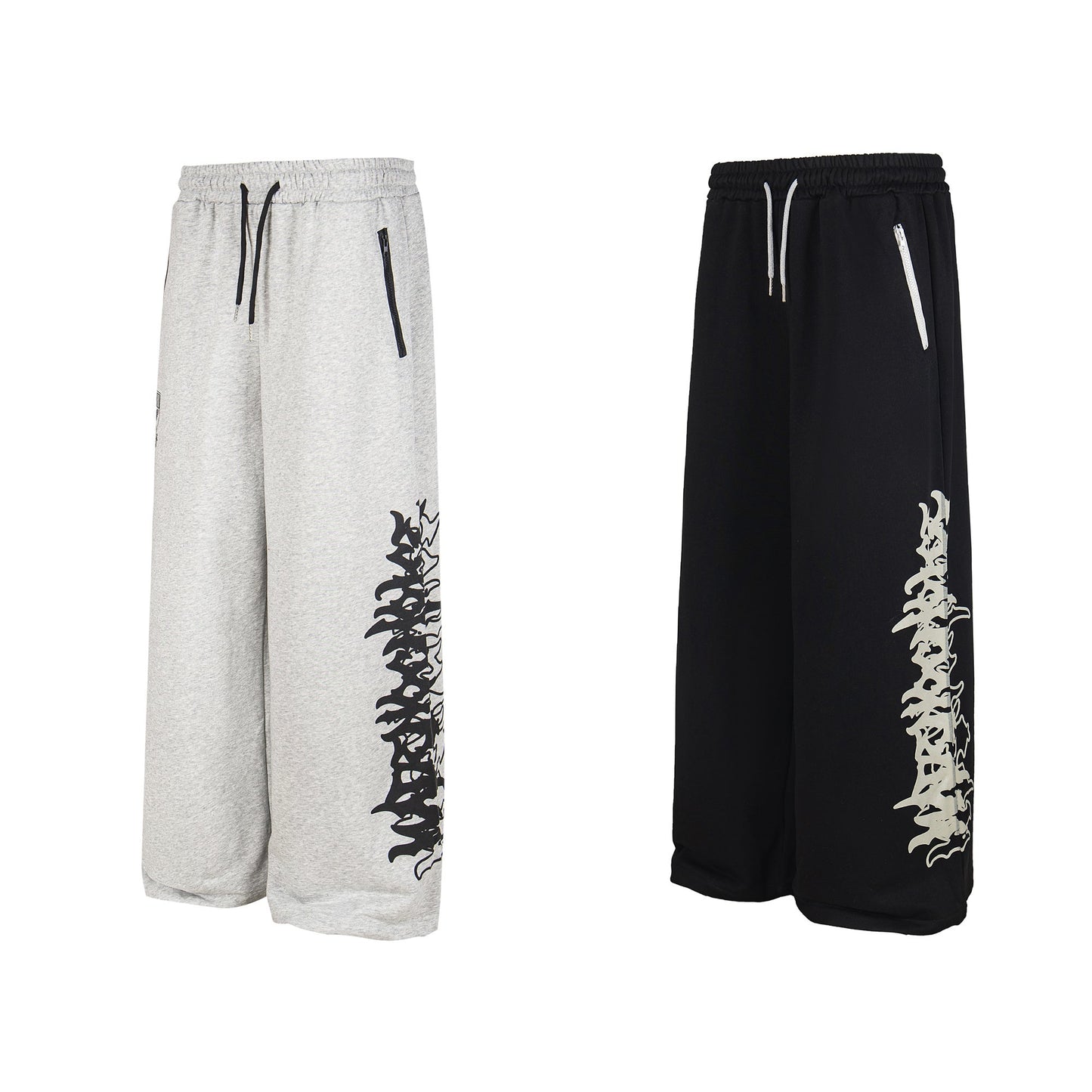 CapCabin Flame Script Wide-Leg Sweatpants