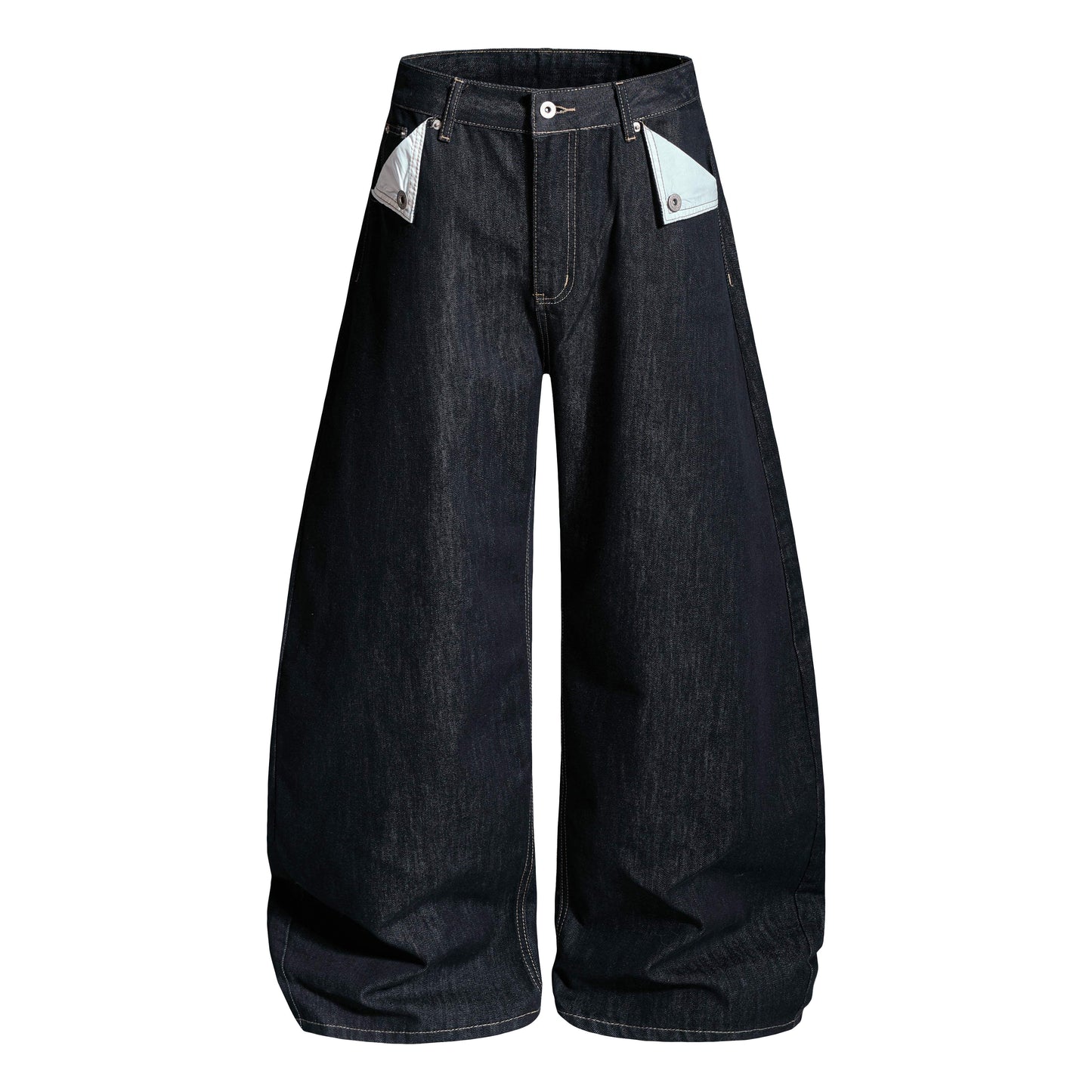 CapCabin Buckle Detail Wide-Leg Denim Pants