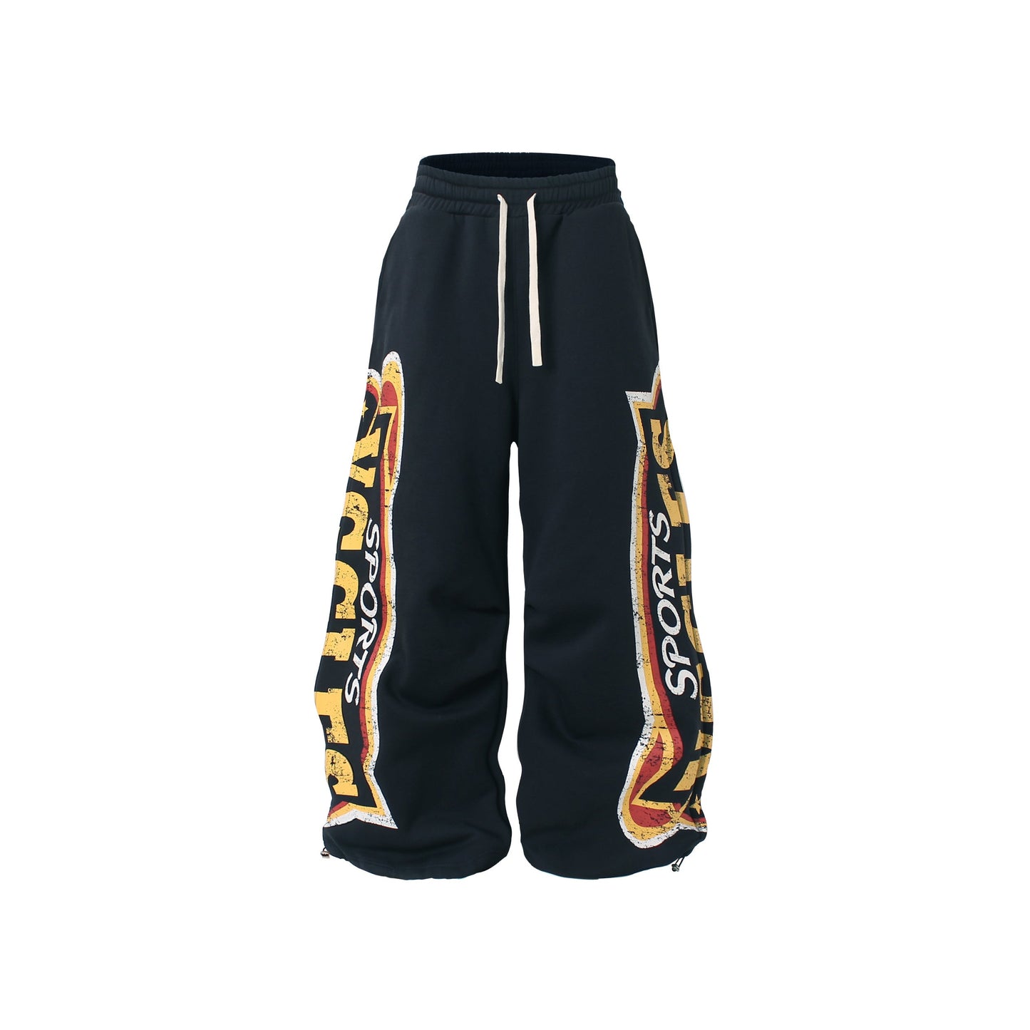 CapCabin Fleece-Lined Sports Letter Wide-Leg Sweatpants