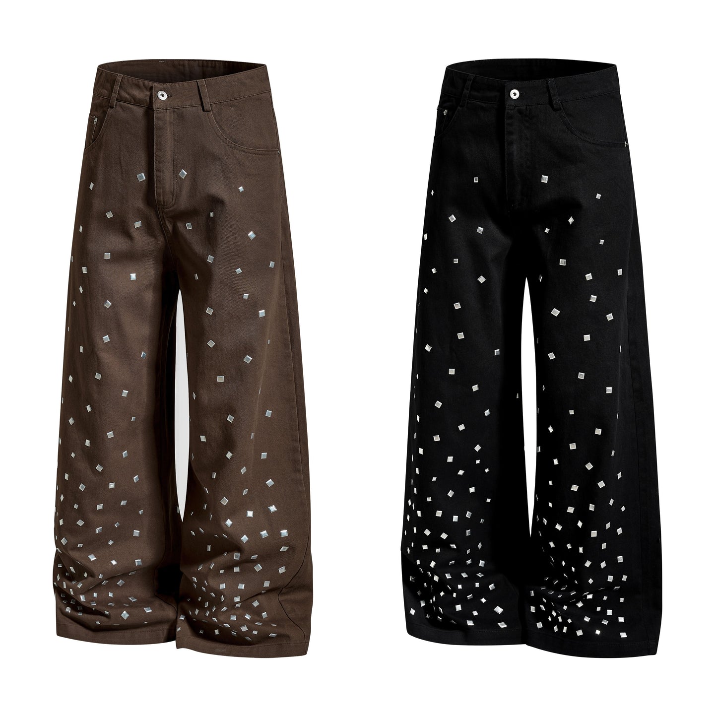 CapCabin Stud Detail Wide-Leg Pants