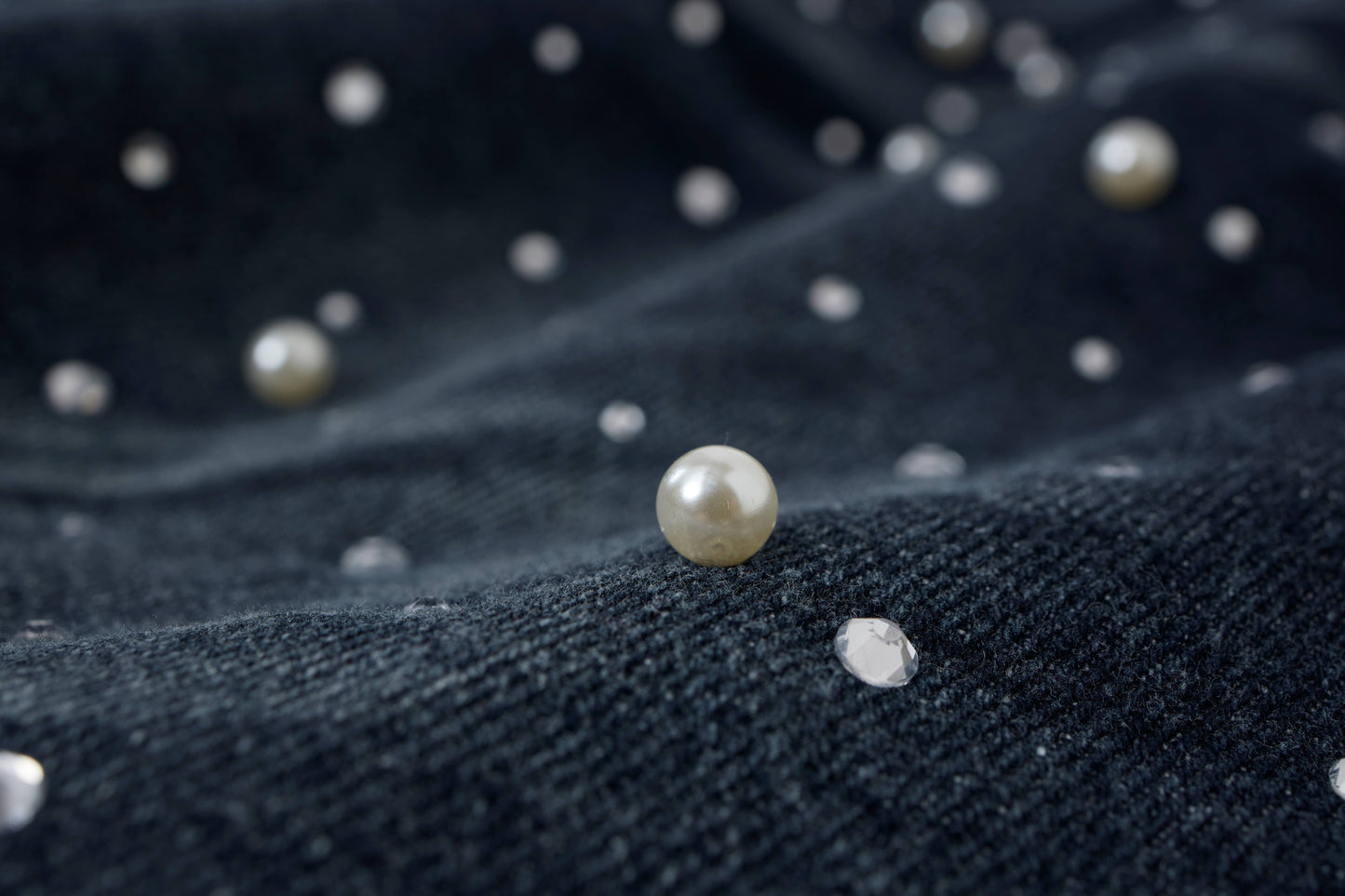 CapCabin Pearl Studded Denim Shorts