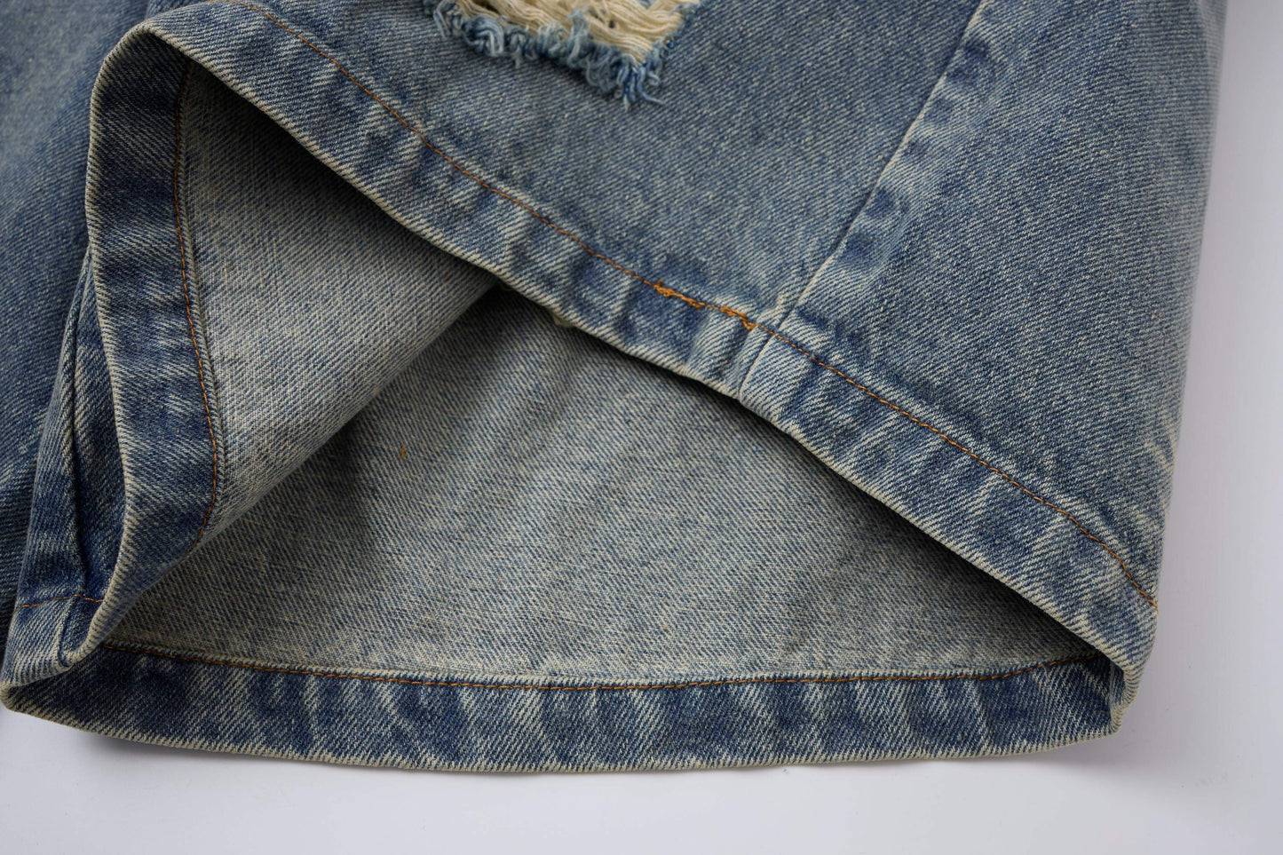 CapCabin Distressed Layered Waist Denim Shorts