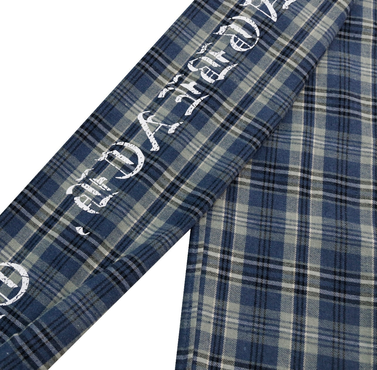 FALSE PERCEPTION Blue Plaid Embroidered Overshirt