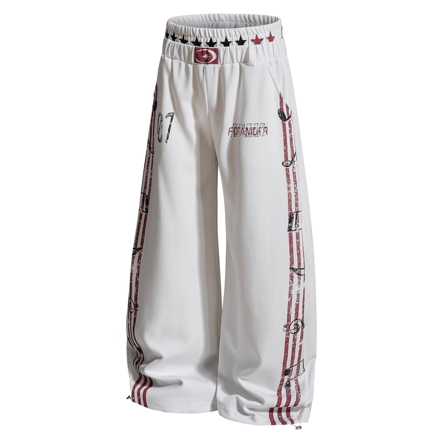 CapCabin Vintage Stripe Graphic Wide-Leg Pants