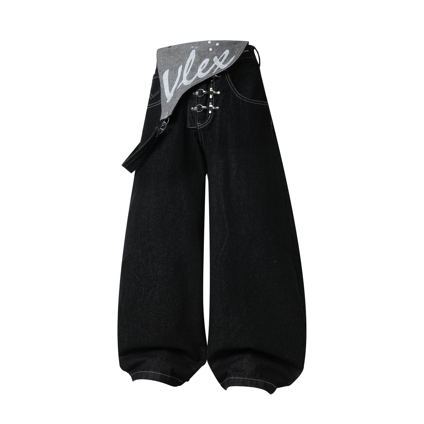 CapCabin Hardware Strap Wide-Leg Jeans