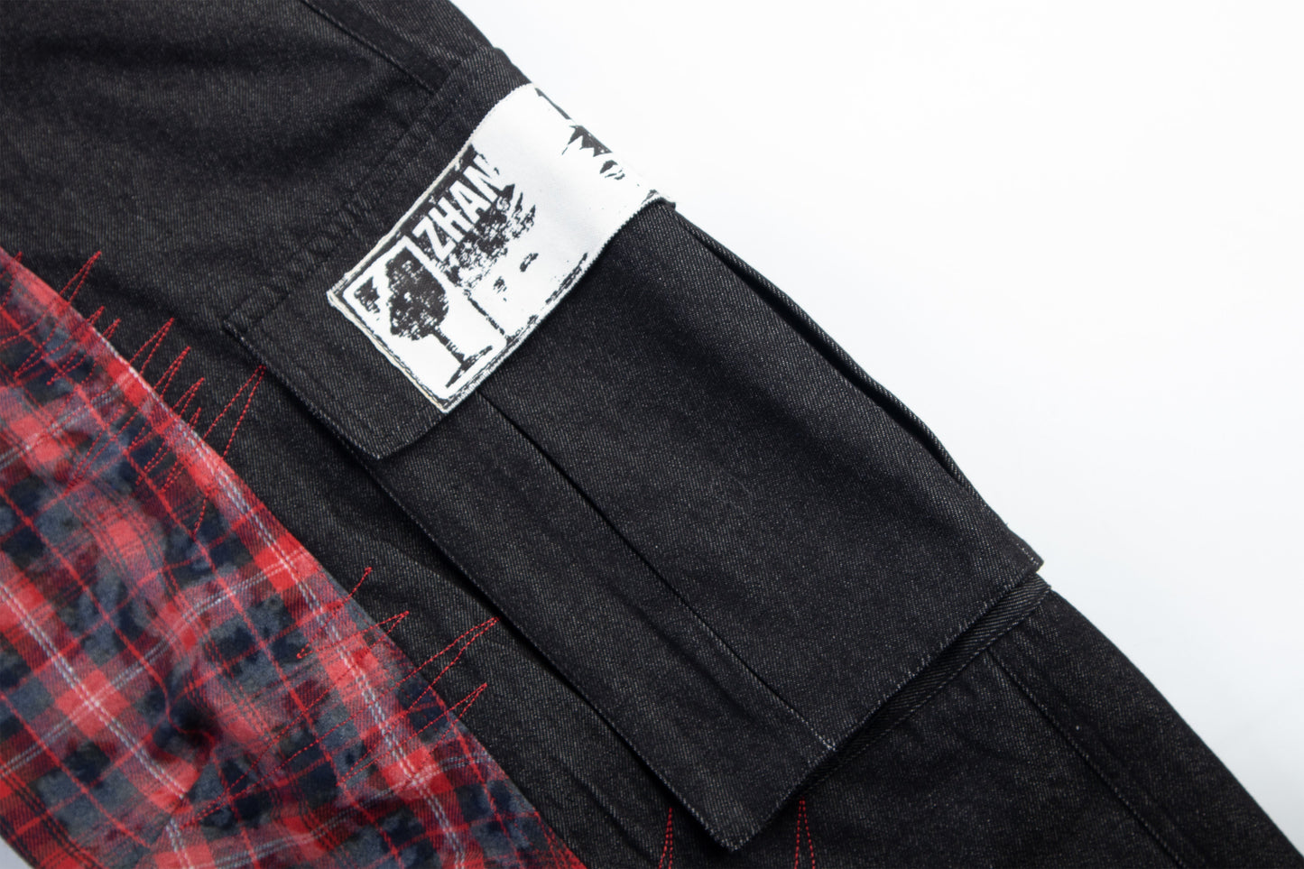 CapCabin Layered Plaid Panel Wide-Leg Pants