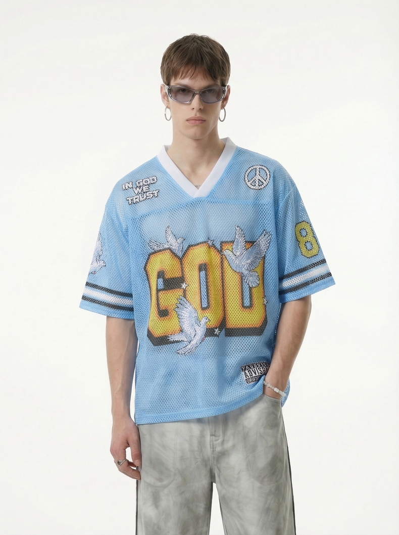 CapCabin “God We Trust” Mesh Jersey T-Shirt
