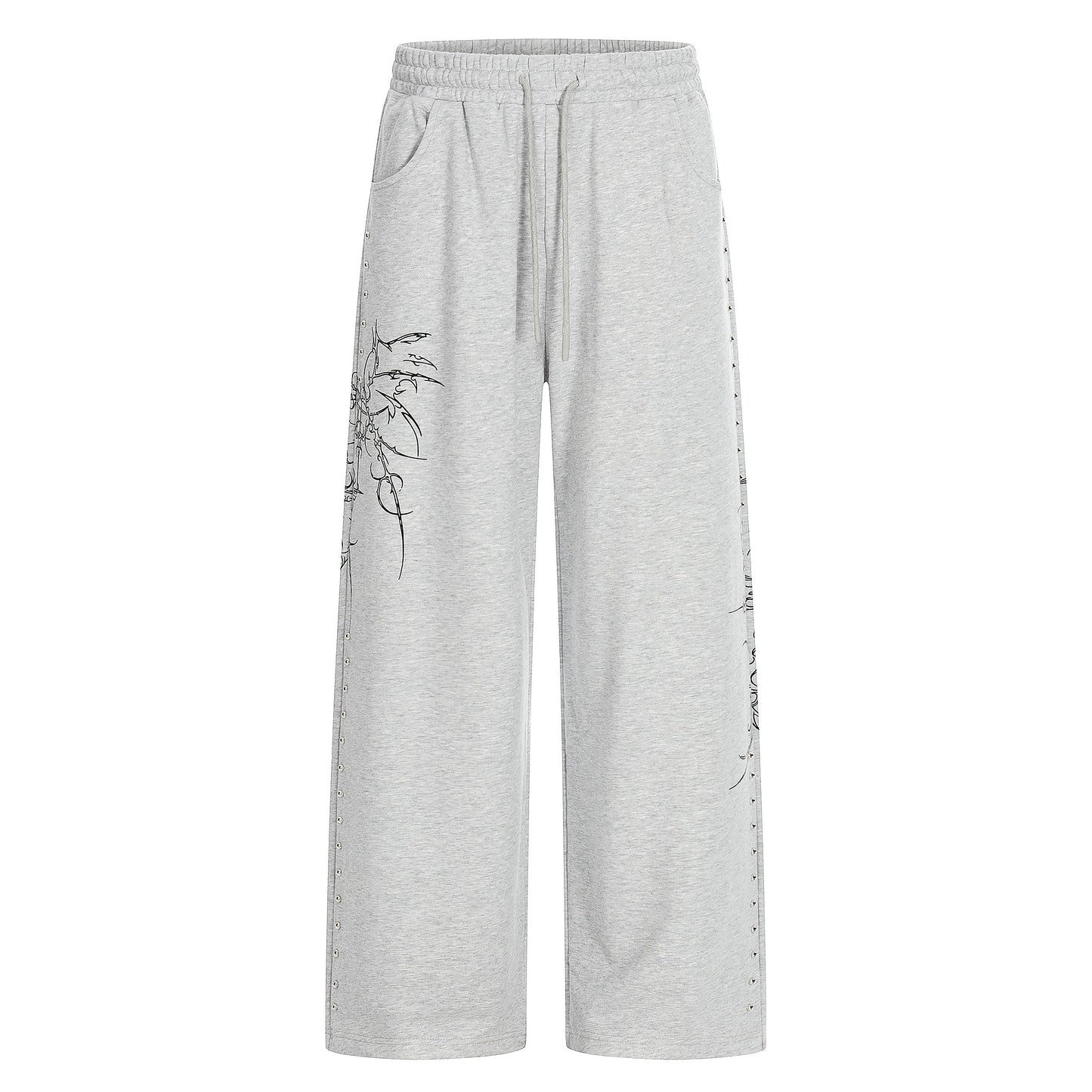 CapCabin Gothic Line Graphic Wide-Leg Sweatpants