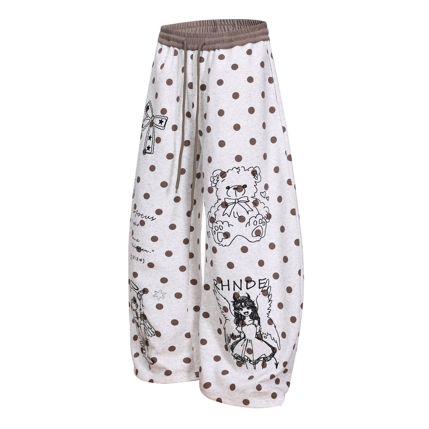CapCabin Graphic Polka Dot Wide-Leg Pants