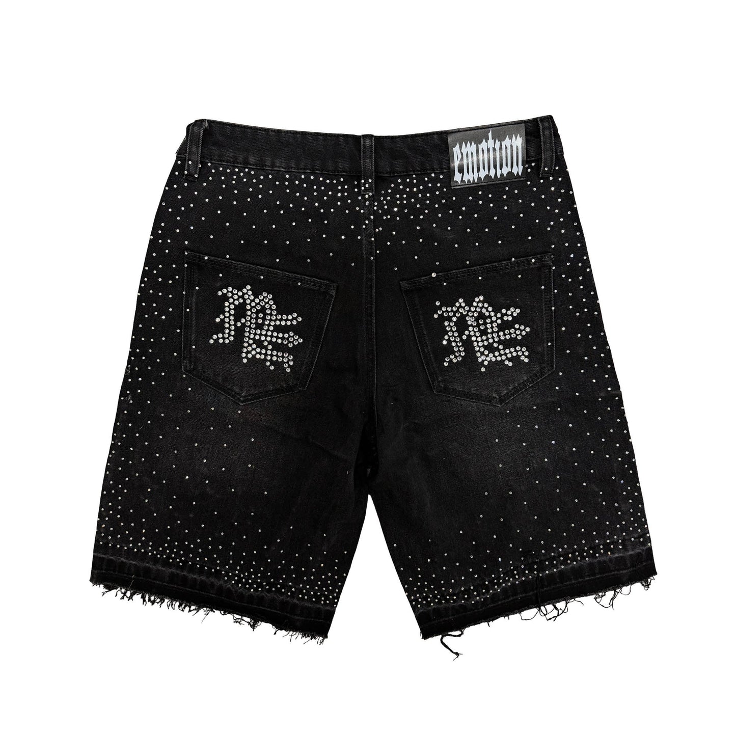 Black “ME” Rhinestone Denim Shorts