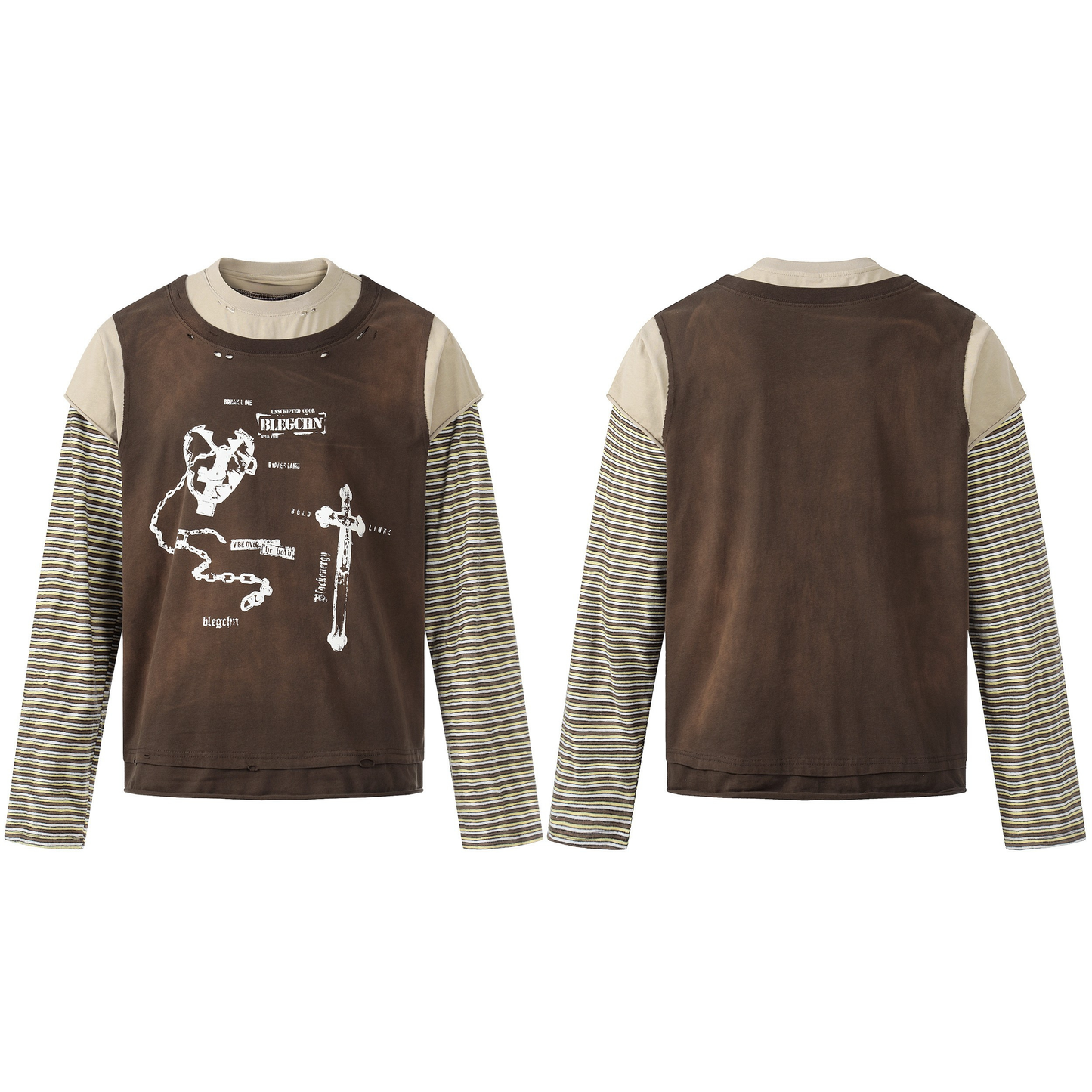 CapCabin Layered Long Sleeve Graphic T-Shirt