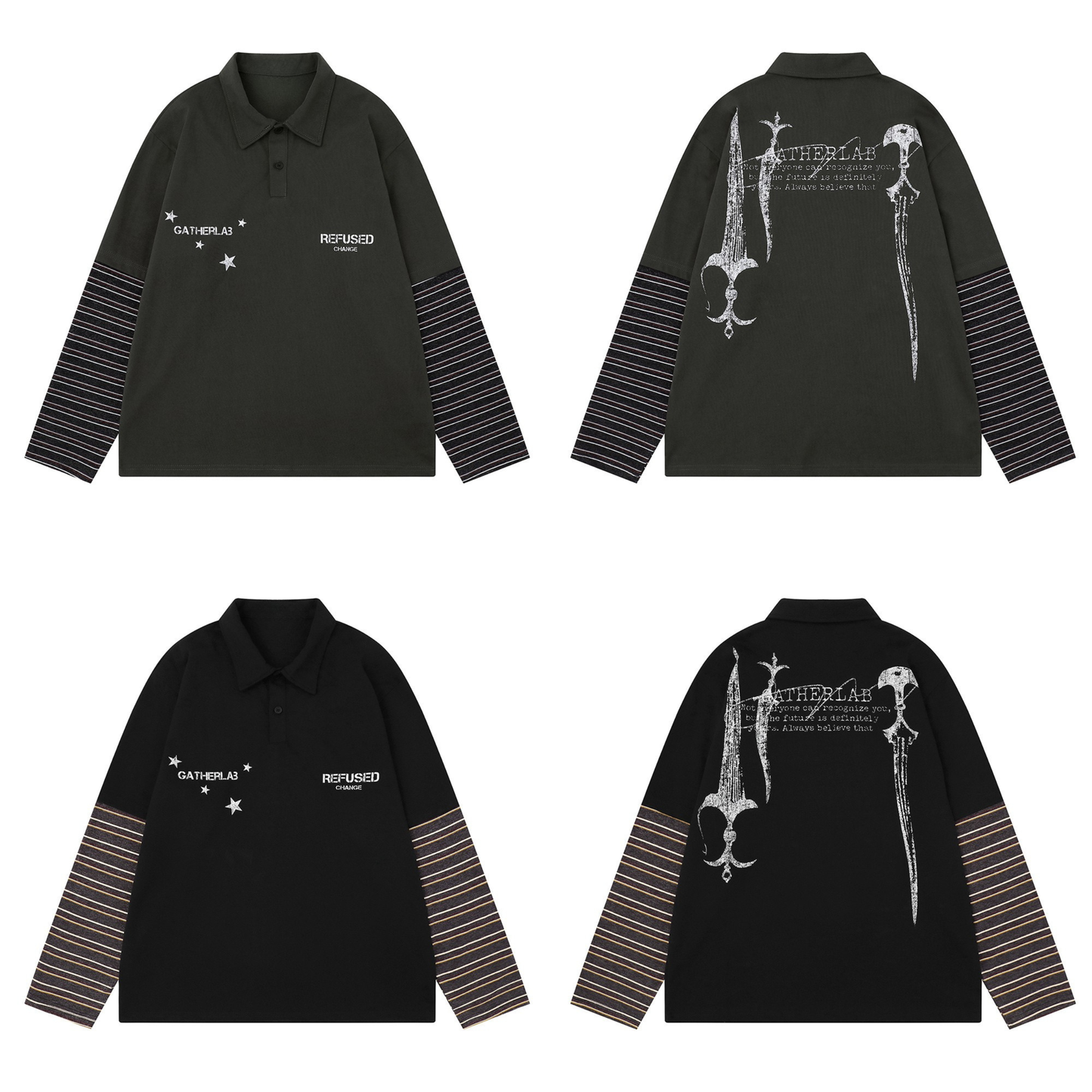 CapCabin Layered Graphic Long Sleeve Polo
