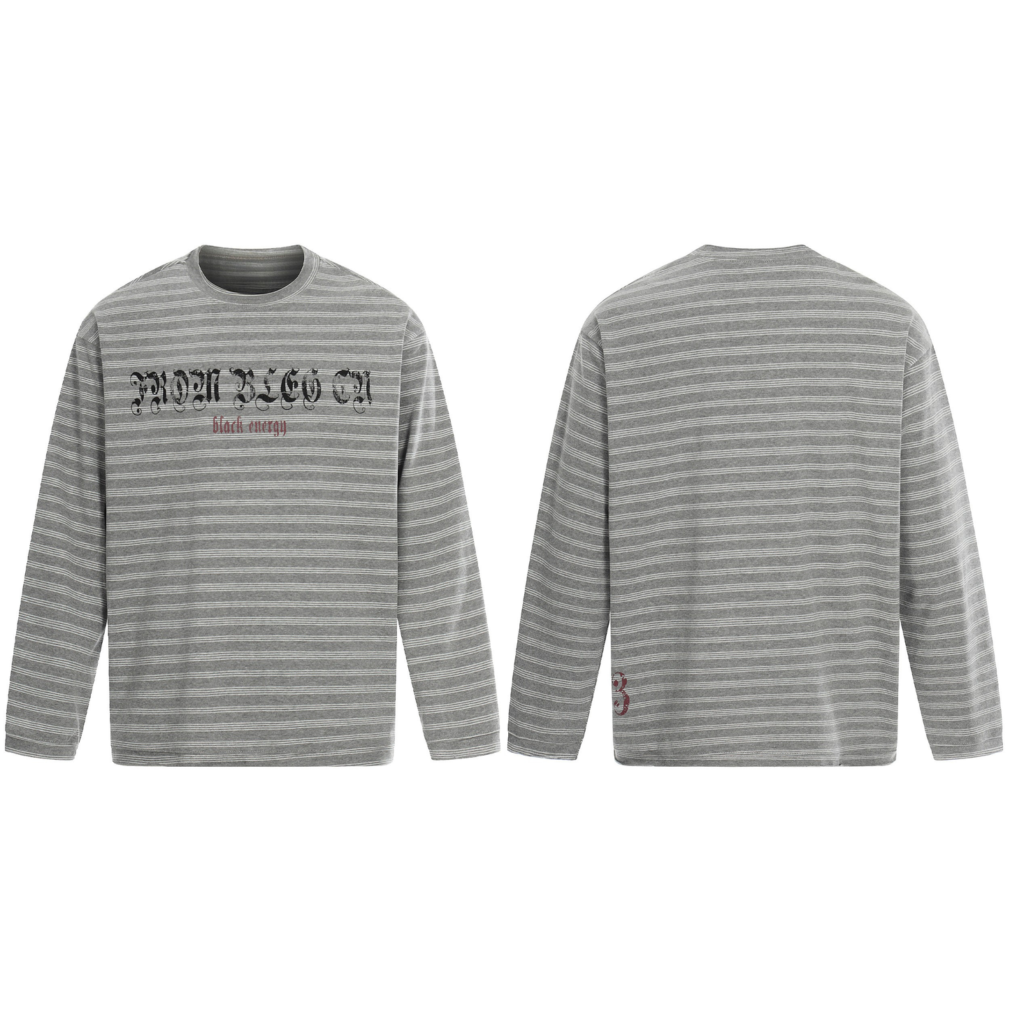 CapCabin Striped Gothic Logo Long Sleeve Tee