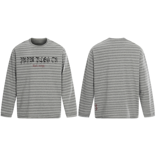 CapCabin Striped Gothic Logo Long Sleeve Tee
