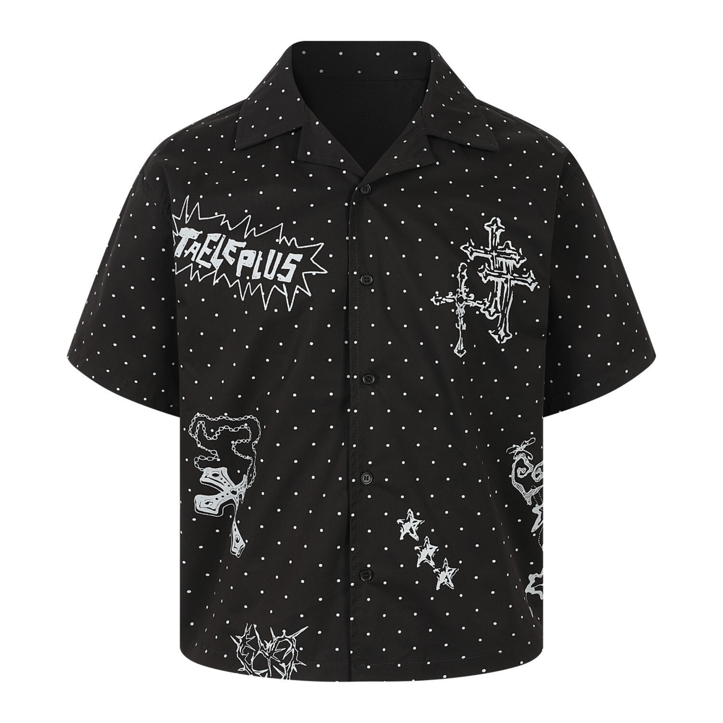 CapCabin Polka Cross Print Short Sleeve Shirt