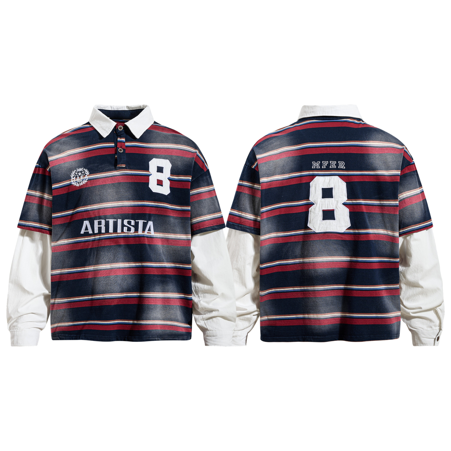 CapCabin Layered Stripe Polo Long-Sleeve