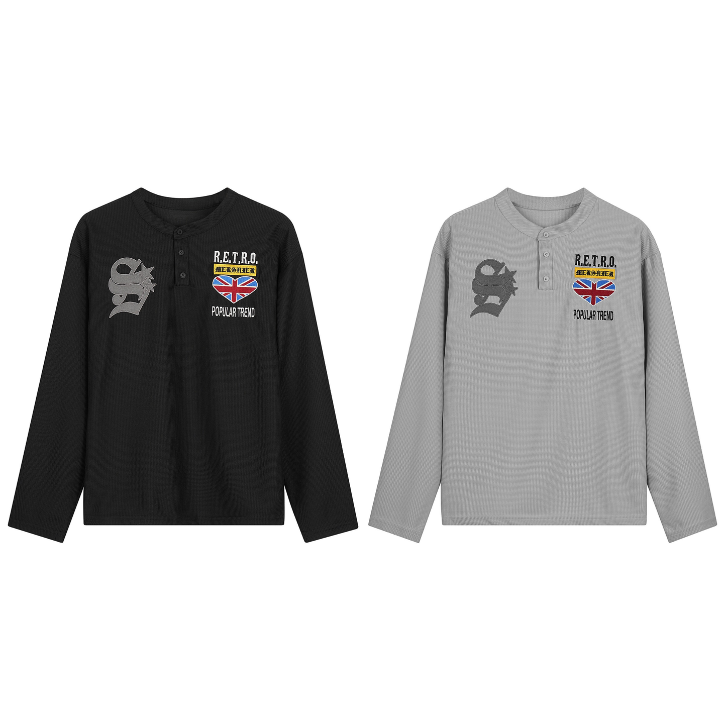 CapCabin Retro Henley Long Sleeve Tee