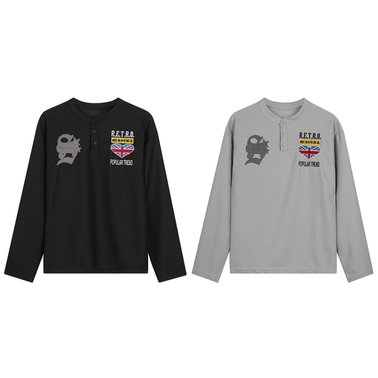 CapCabin Retro Henley Long Sleeve Tee