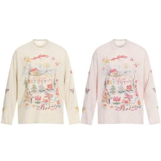 CapCabin Hand-Drawn Art Graphic Long Sleeve Tee