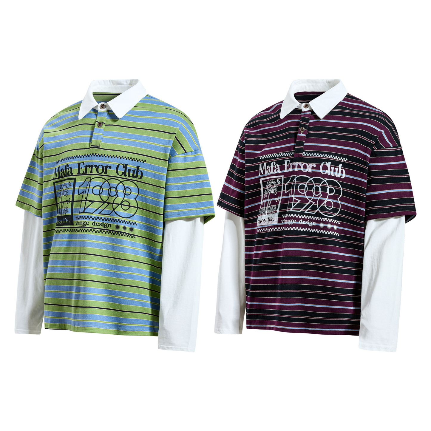CapCabin Striped Graphic Layered Polo