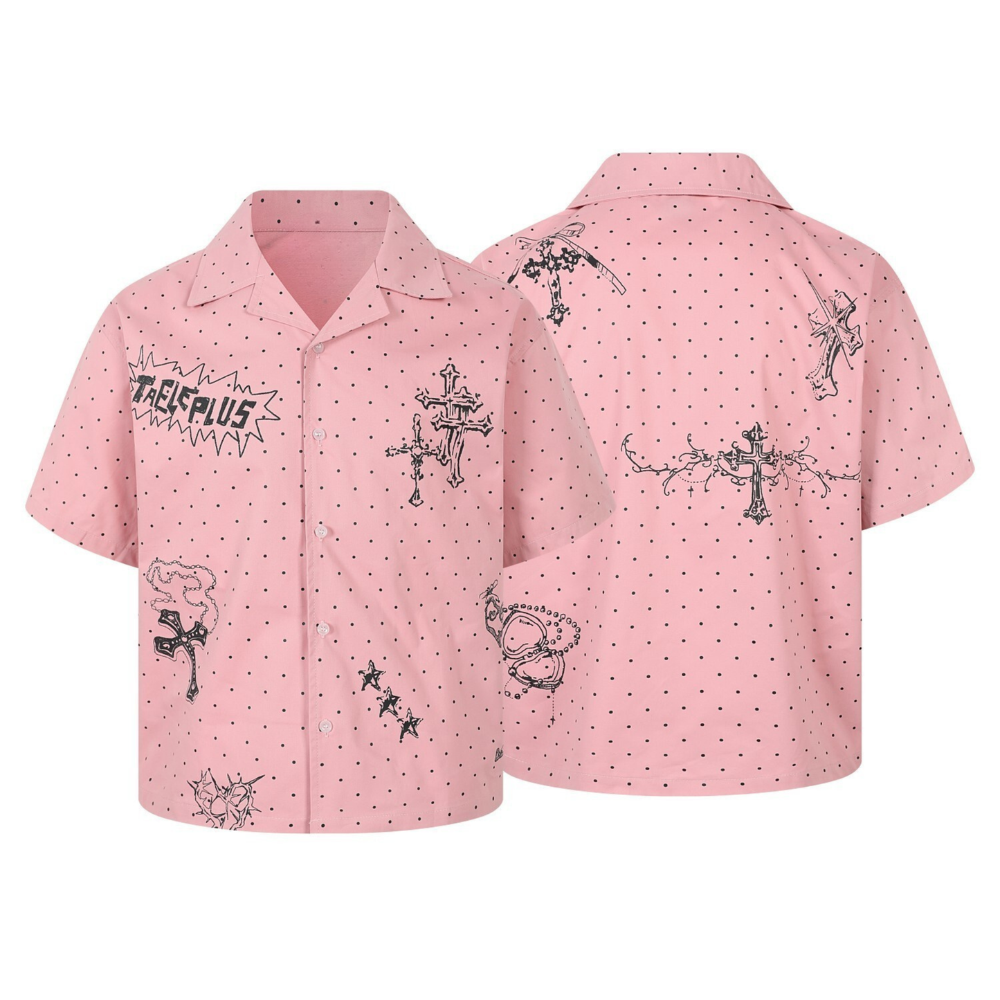 CapCabin Polka Cross Print Short Sleeve Shirt