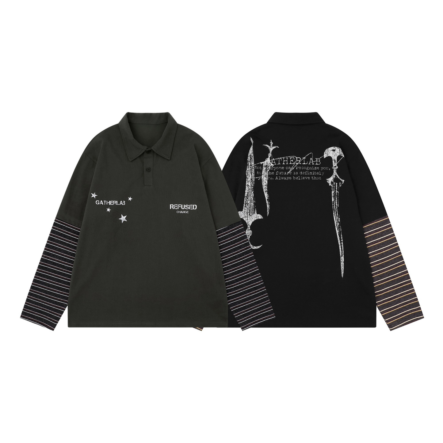 CapCabin Layered Graphic Long Sleeve Polo