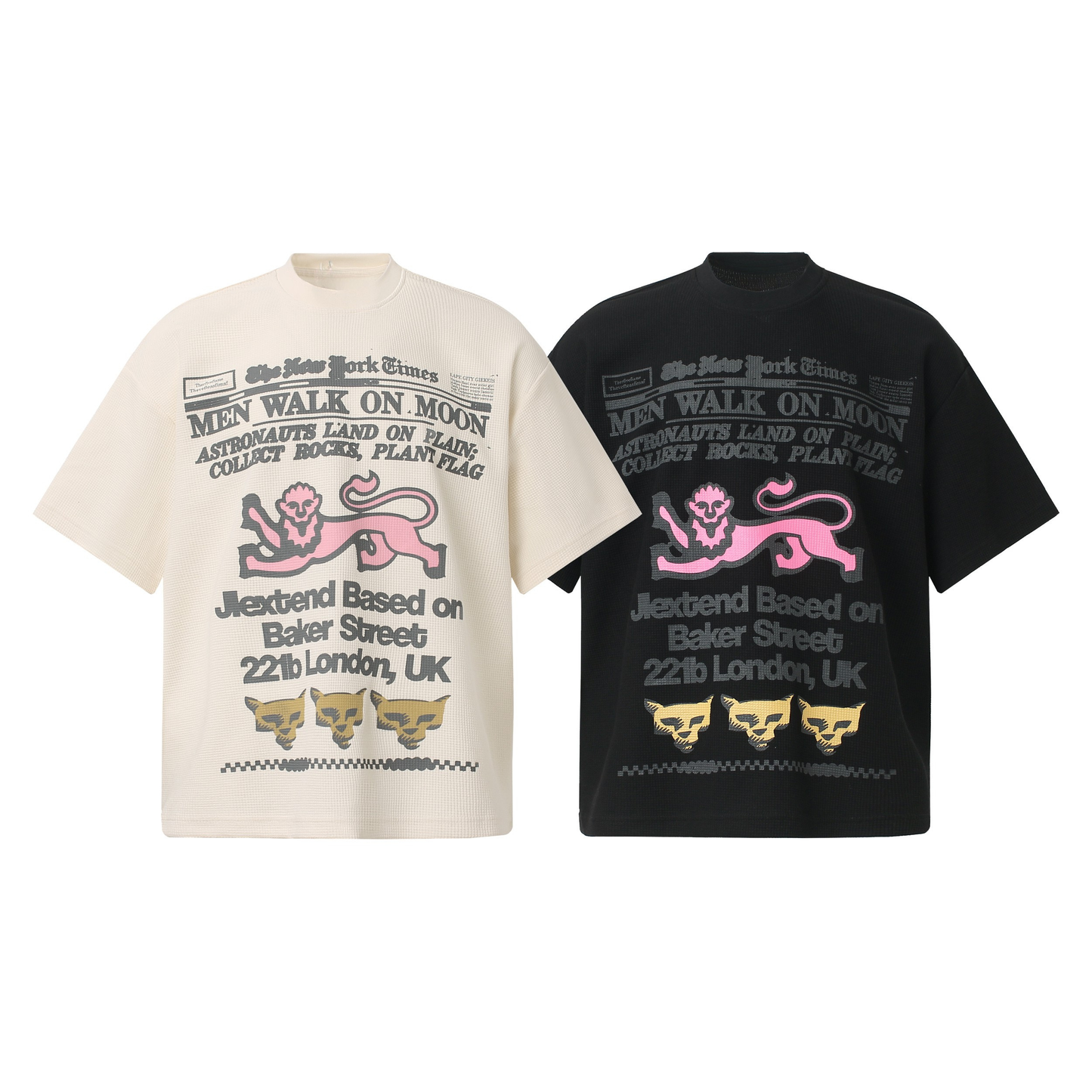 CapCabin Vintage Newspaper Graphic Waffle Tee