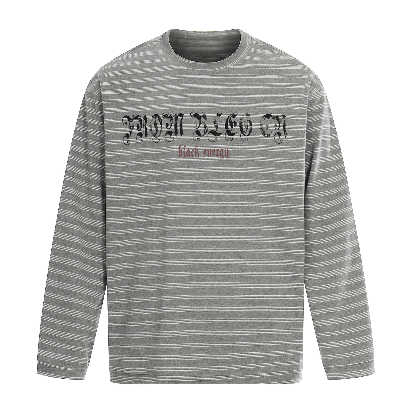 CapCabin Striped Gothic Logo Long Sleeve Tee