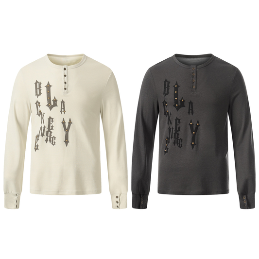CapCabin Graphic Long Sleeve Henley Tee