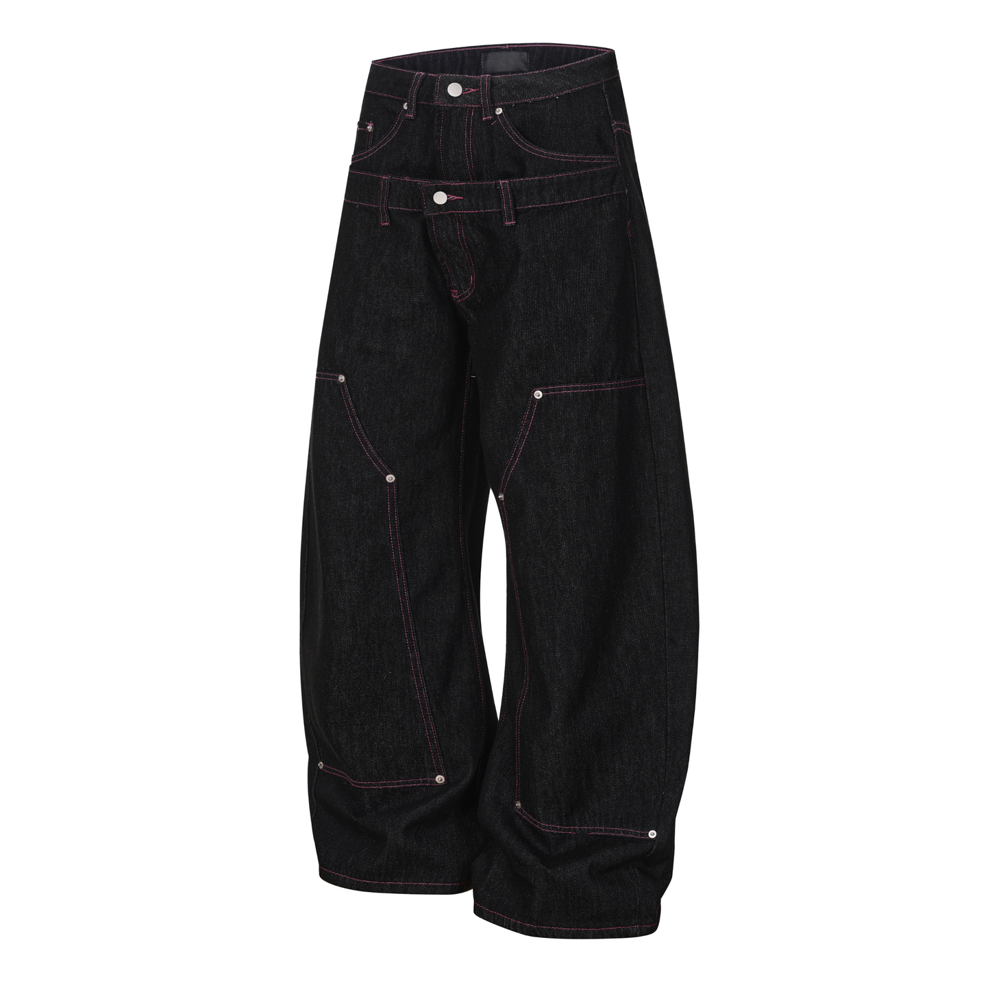 CapCabin Double Waist Star Denim Pants