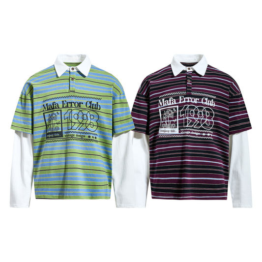 CapCabin Striped Graphic Layered Polo