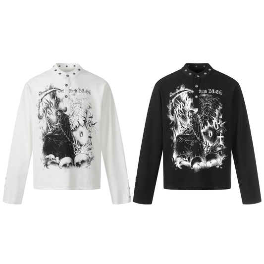 CapCabin Graphic Long Sleeve Henley Shirt