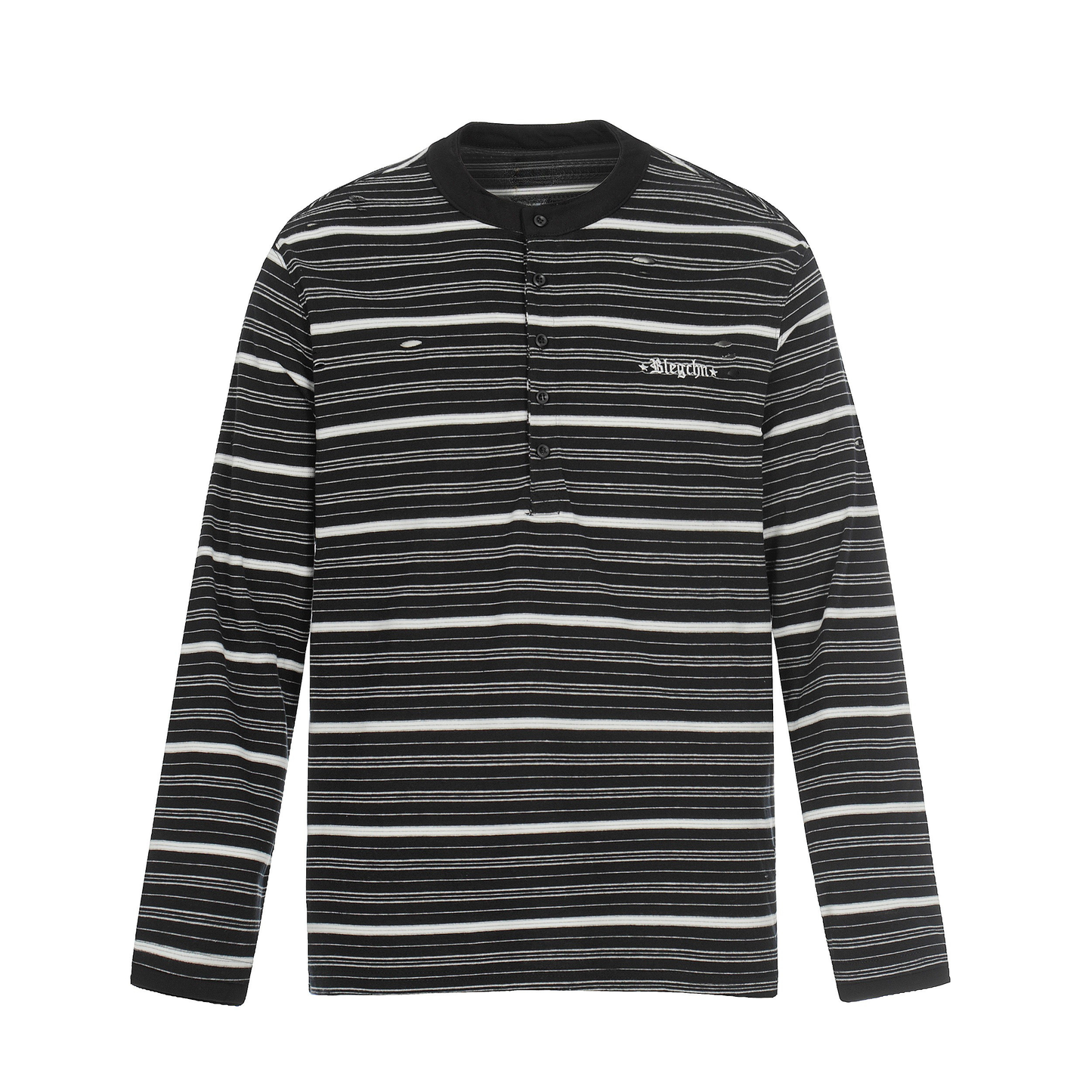 CapCabin Striped Henley Long Sleeve Tee