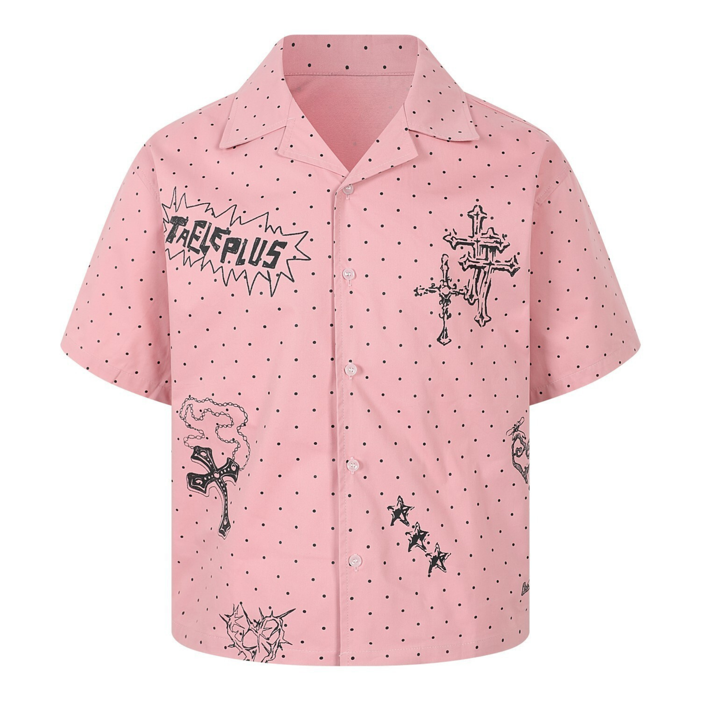 CapCabin Polka Cross Print Short Sleeve Shirt