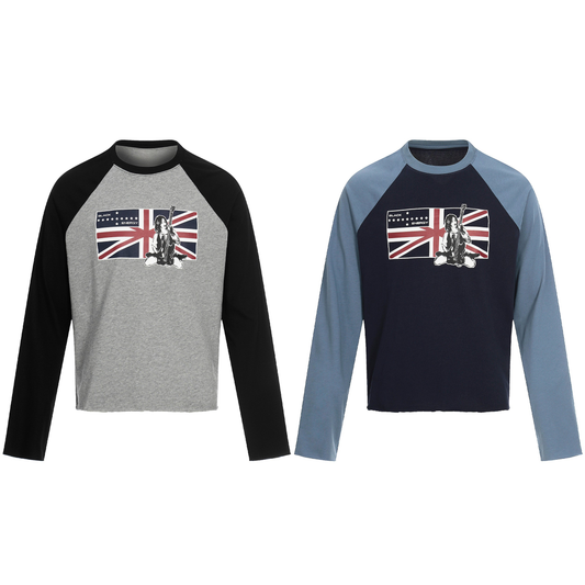 CapCabin Union Flag Graphic Raglan Long Sleeve Tee