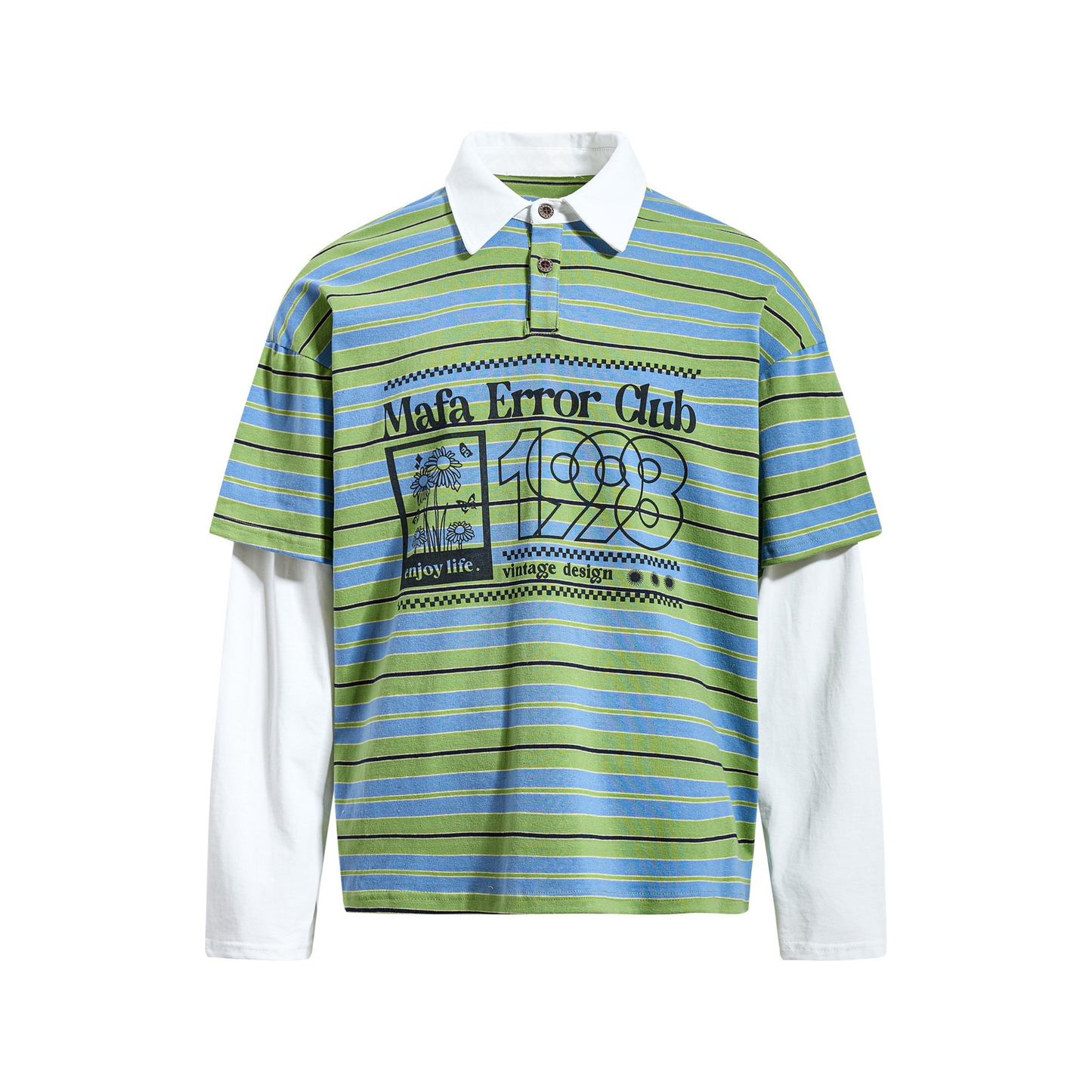 CapCabin Striped Graphic Layered Polo