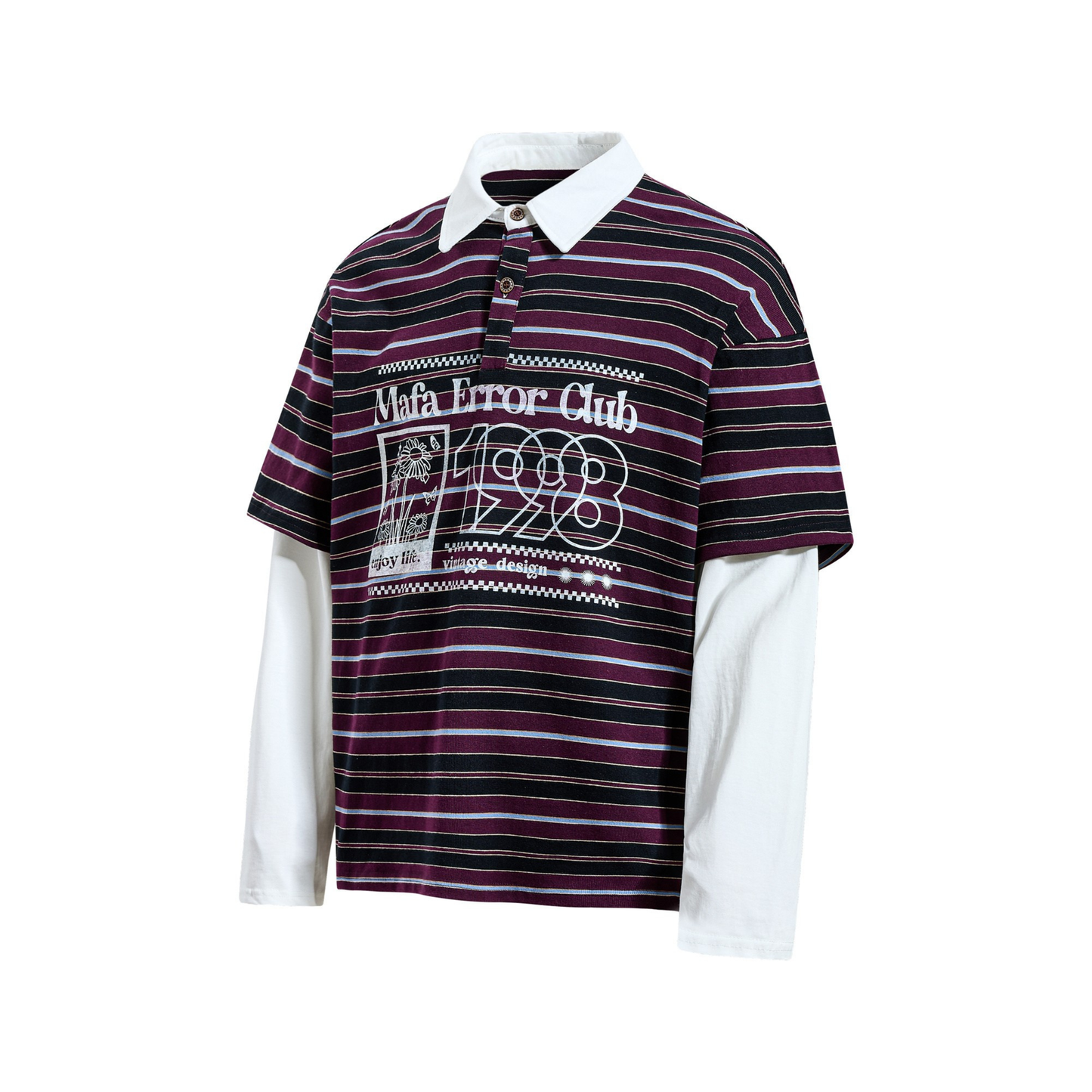 CapCabin Striped Graphic Layered Polo